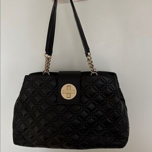 Black Quilted Handbag with Chain Straps
